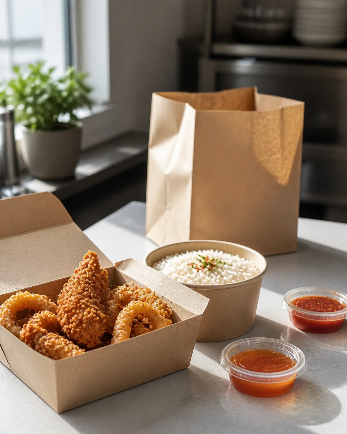 Takeaway packaging formats matched to different delivery menu items