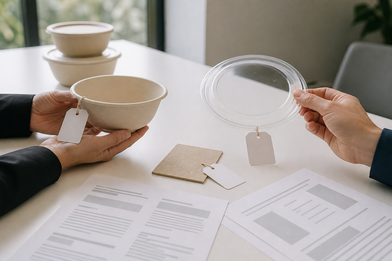 Buyer comparing bowl and lid records during a product documentation review