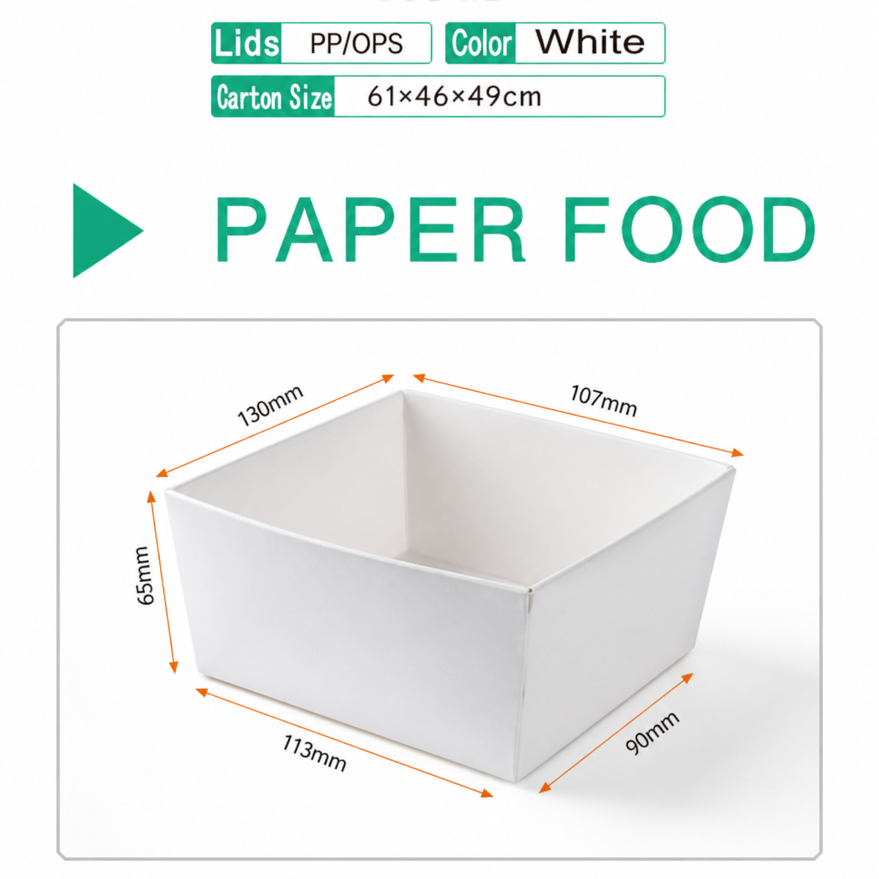 Square Paper Bowl White