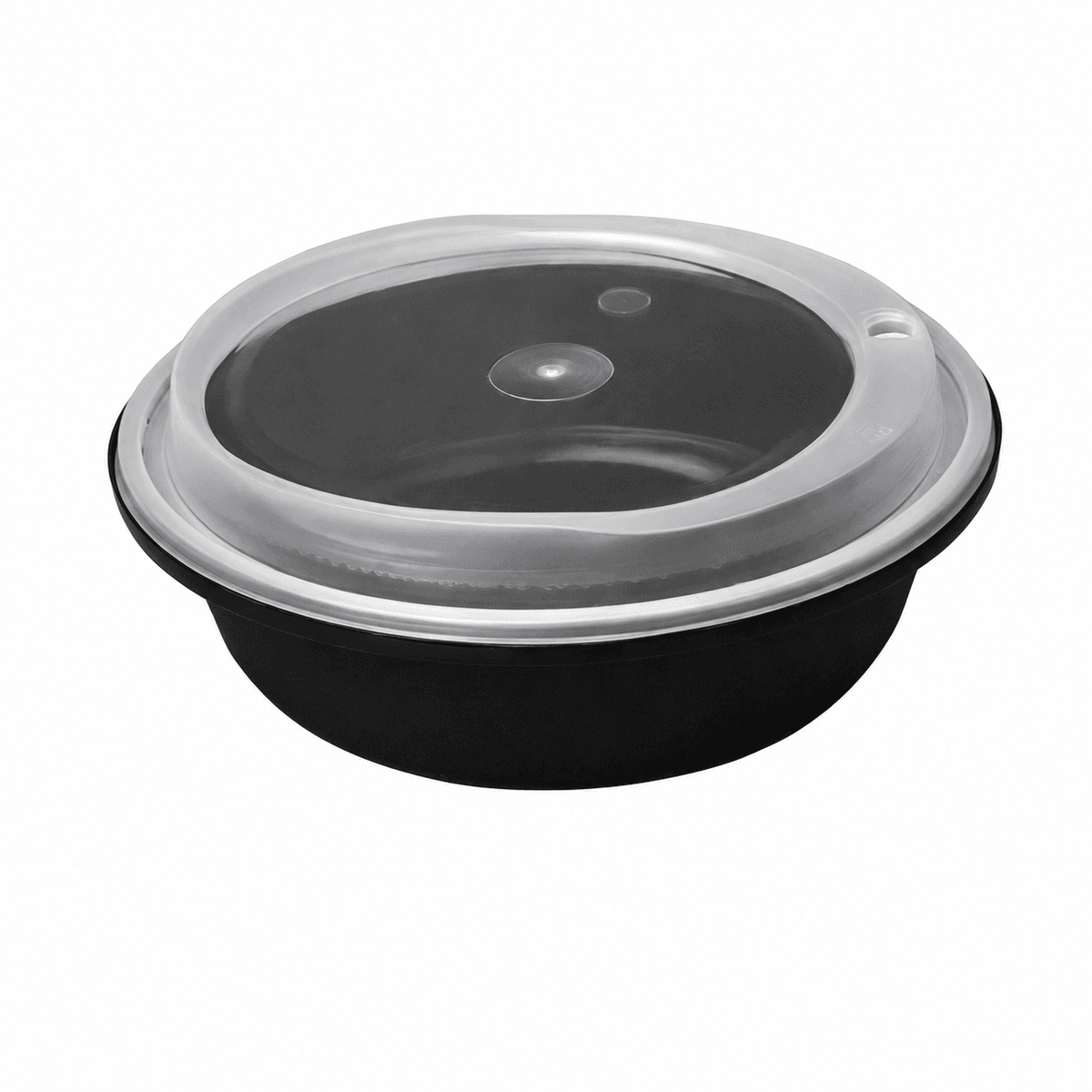 Disposable Thickened Plastic Round Bowl with Lock Lid, 750ml, Black