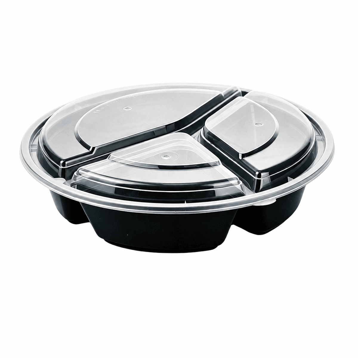 40oz American Style Export Round 3-Compartment Bowl with Clear Lid