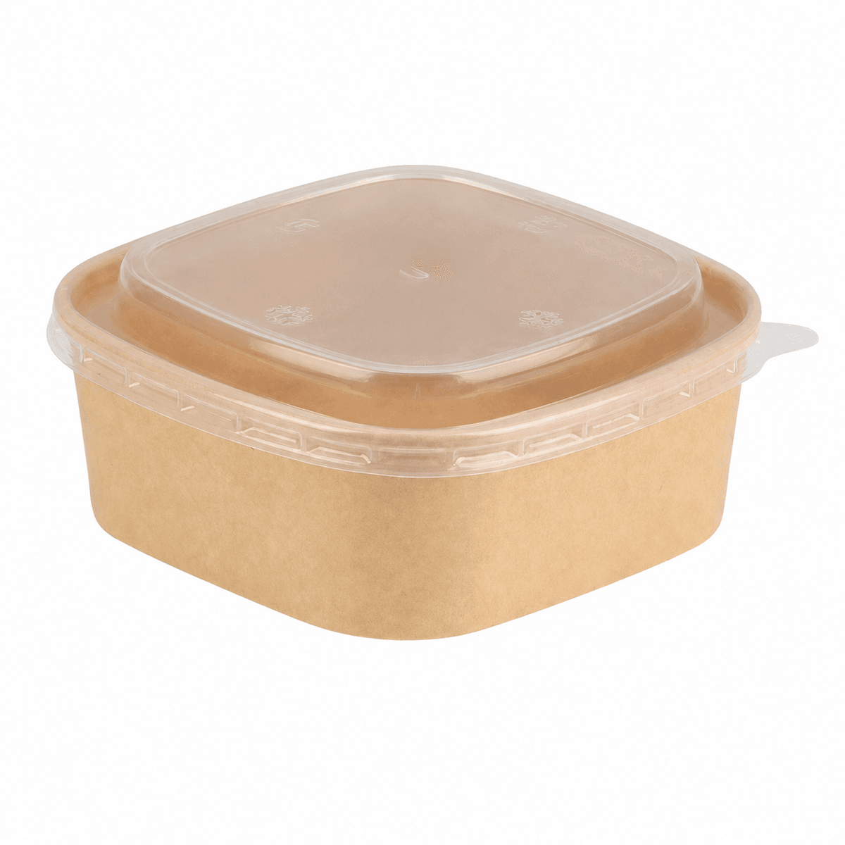 Kraft Paper Square Bowl 500ml with PP Lid
