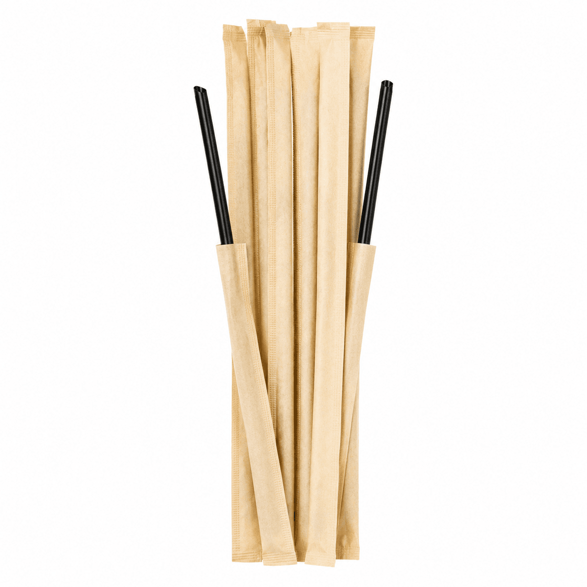 Food-Grade PP Straw 6×19cm, kraft paper, black pointed tip, 100 pcs