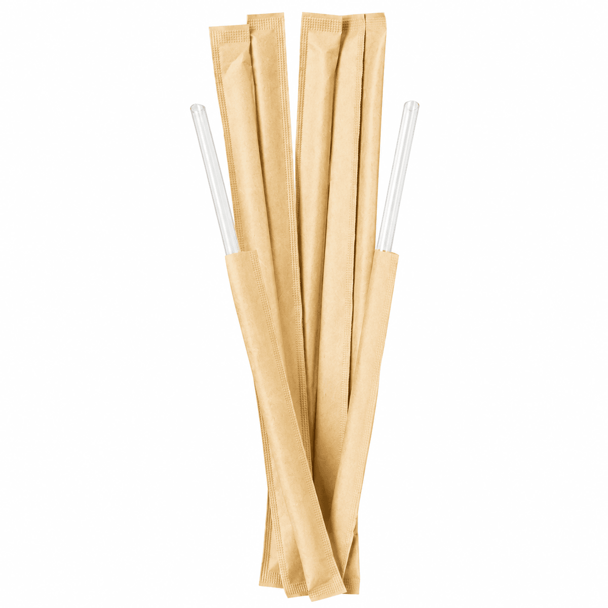 Food-Grade PP Straw 6×19cm, kraft paper, transparent pointed tip, 100 pcs
