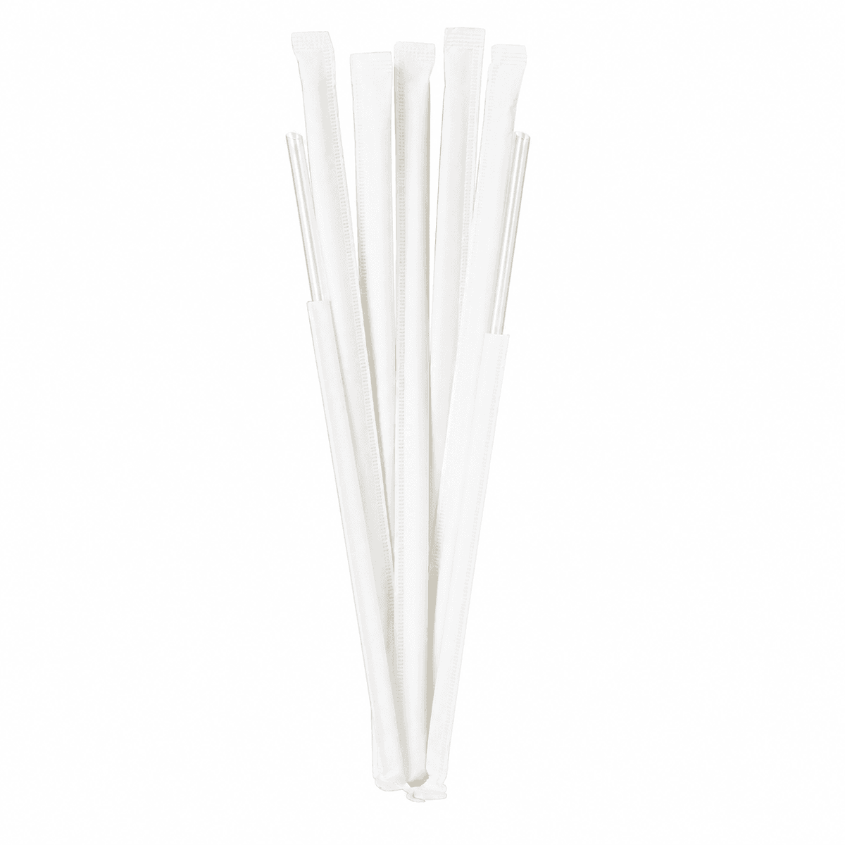 Food-Grade PP Straw 6×23cm, white paper, transparent pointed tip, 100 pcs