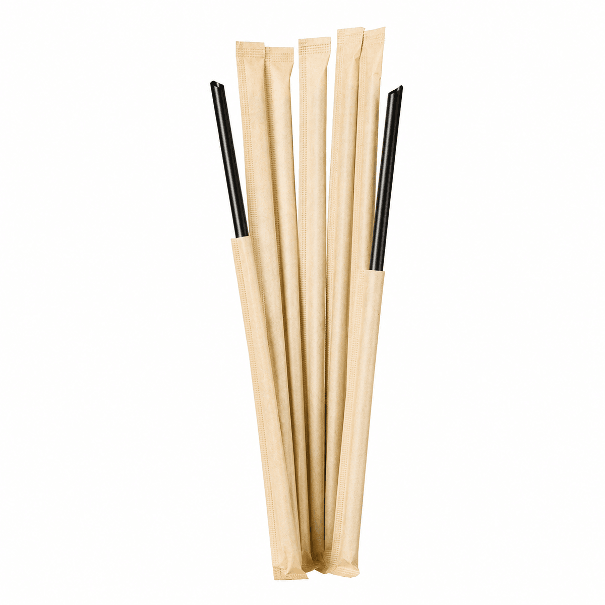 Food-Grade PP Straw 6×23cm, kraft paper, black pointed tip, 100 pcs