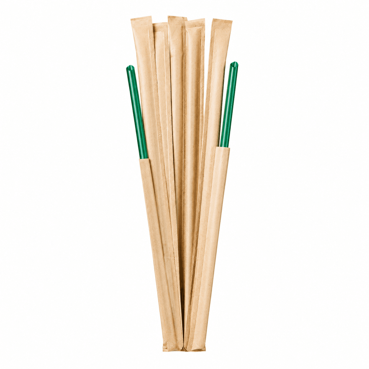 Food-Grade PP Straw 6×23cm, kraft paper, dark green pointed tip, 100 pcs