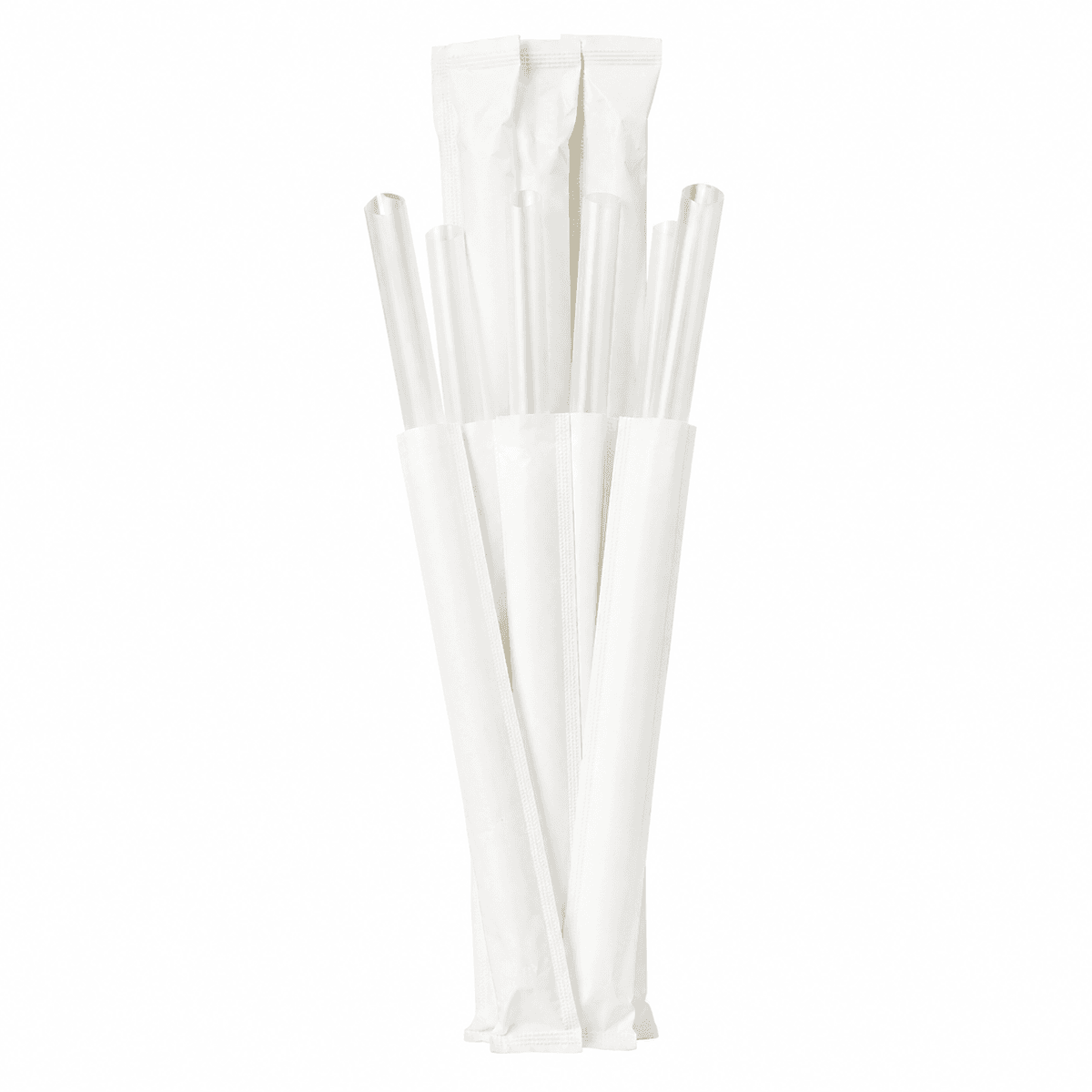 Food-Grade PP Straw 19×12cm, white paper, transparent pointed tip, 100 pcs