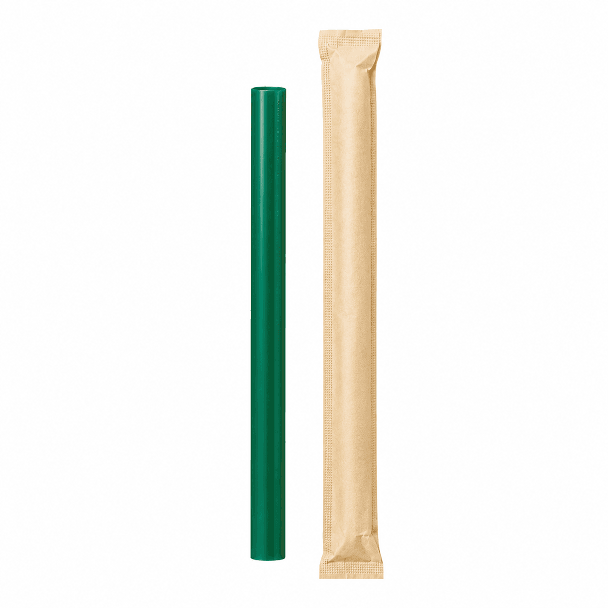 Food-Grade PP Straw 19×12cm, kraft paper, dark green pointed tip, 100 pcs