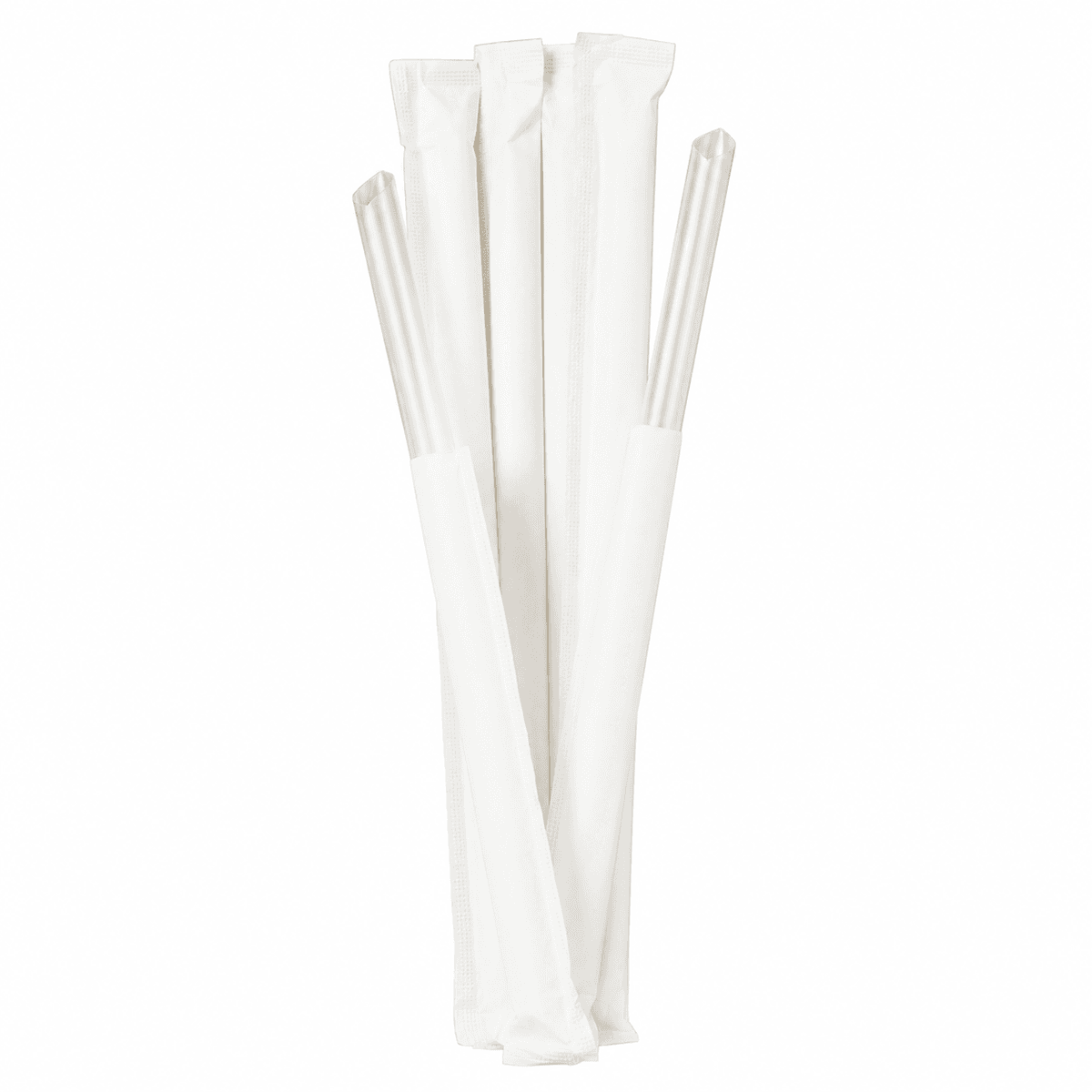 Food-Grade PP Straw 23×12cm, white paper, transparent pointed tip, 100 pcs