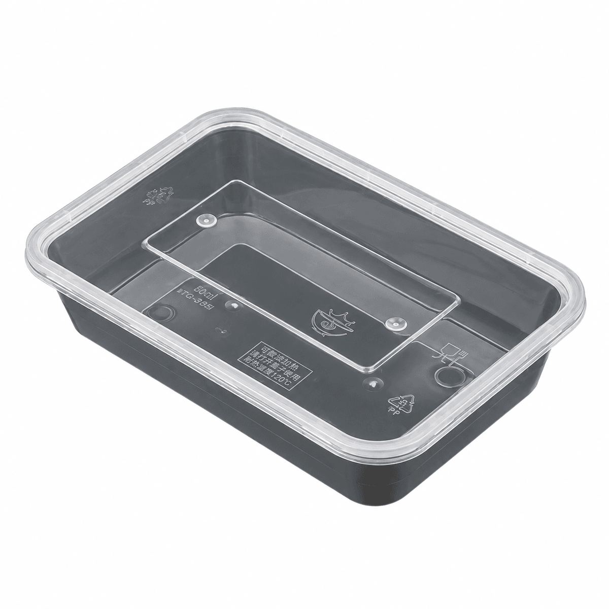 500ml reinforced rectangular container (clear)