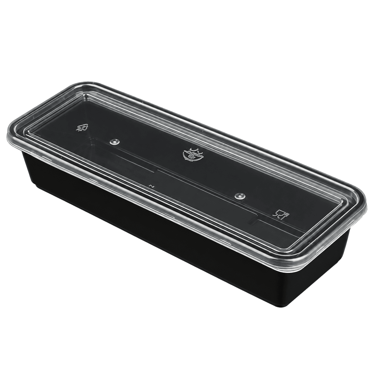 500ml elongated single-compartment Japanese-style food container (black)