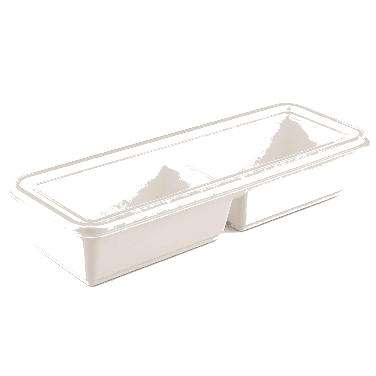 500ml elongated two-compartment Japanese-style food container (ivory)