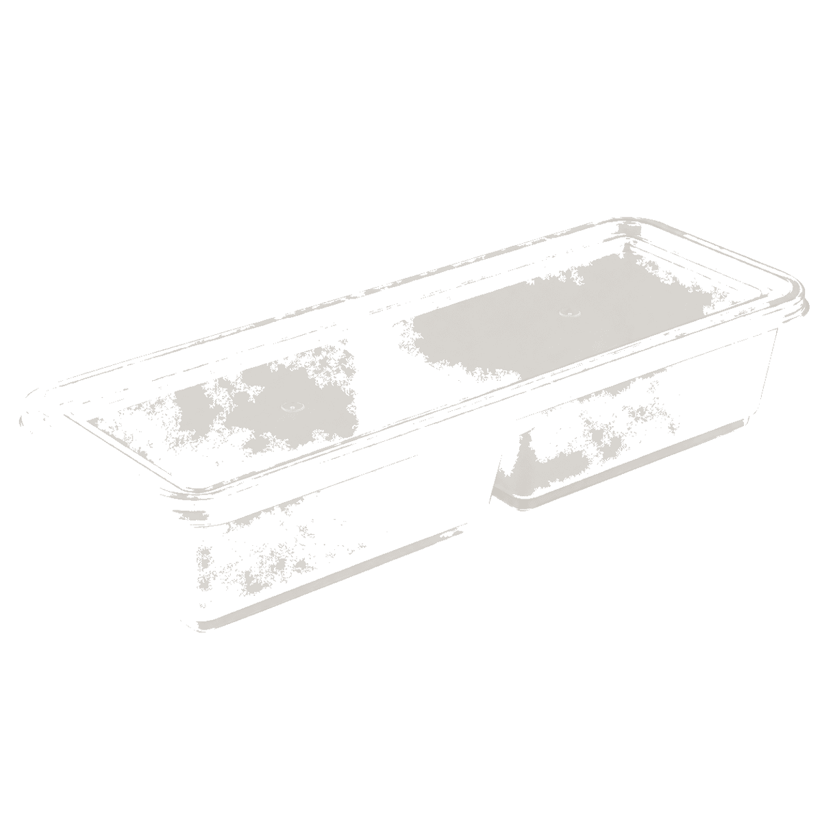 500ml elongated two-compartment Japanese-style food container (clear)