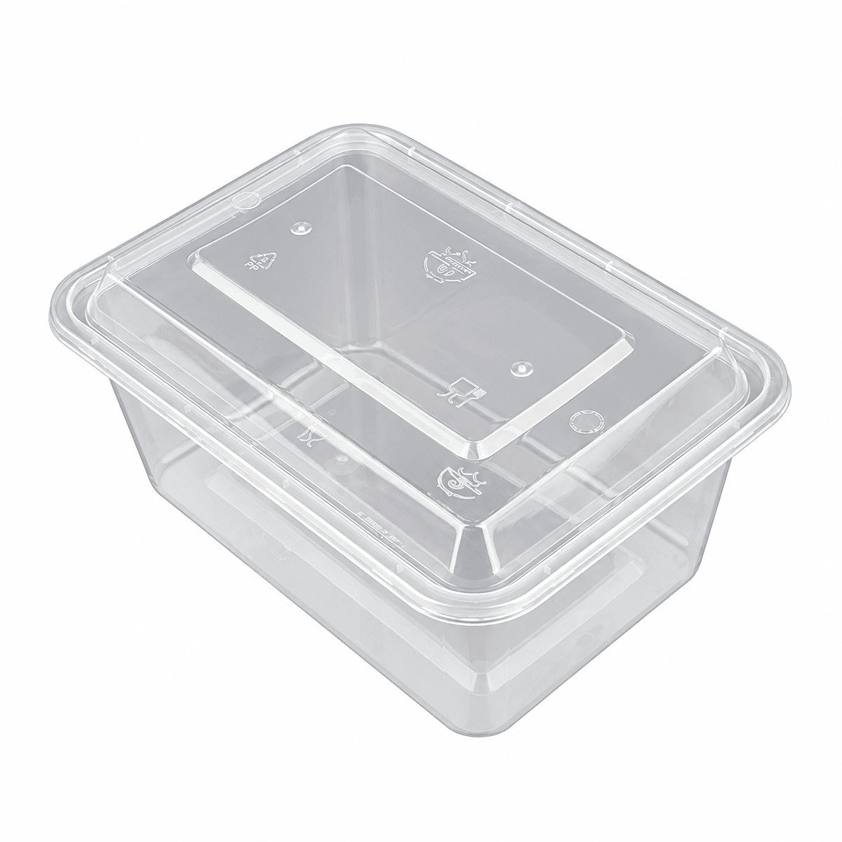 European-style 1750ml reinforced rectangular container (clear)