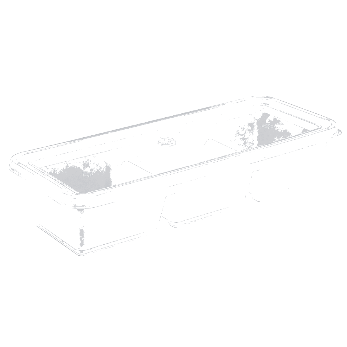 500ml elongated three-compartment Japanese-style food container (clear)
