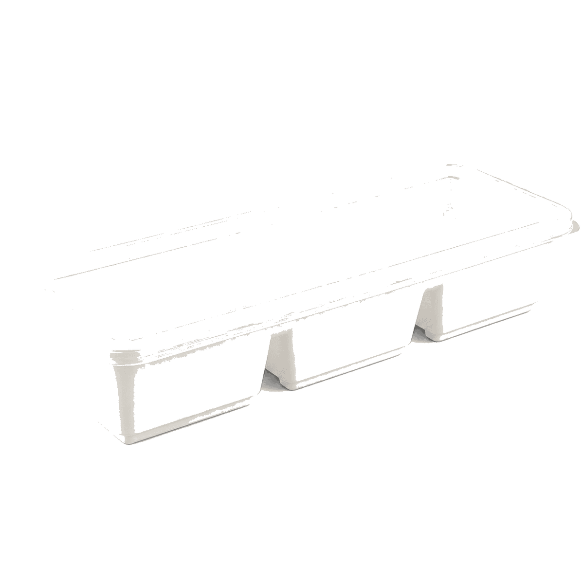 500ml elongated three-compartment Japanese-style food container (ivory)