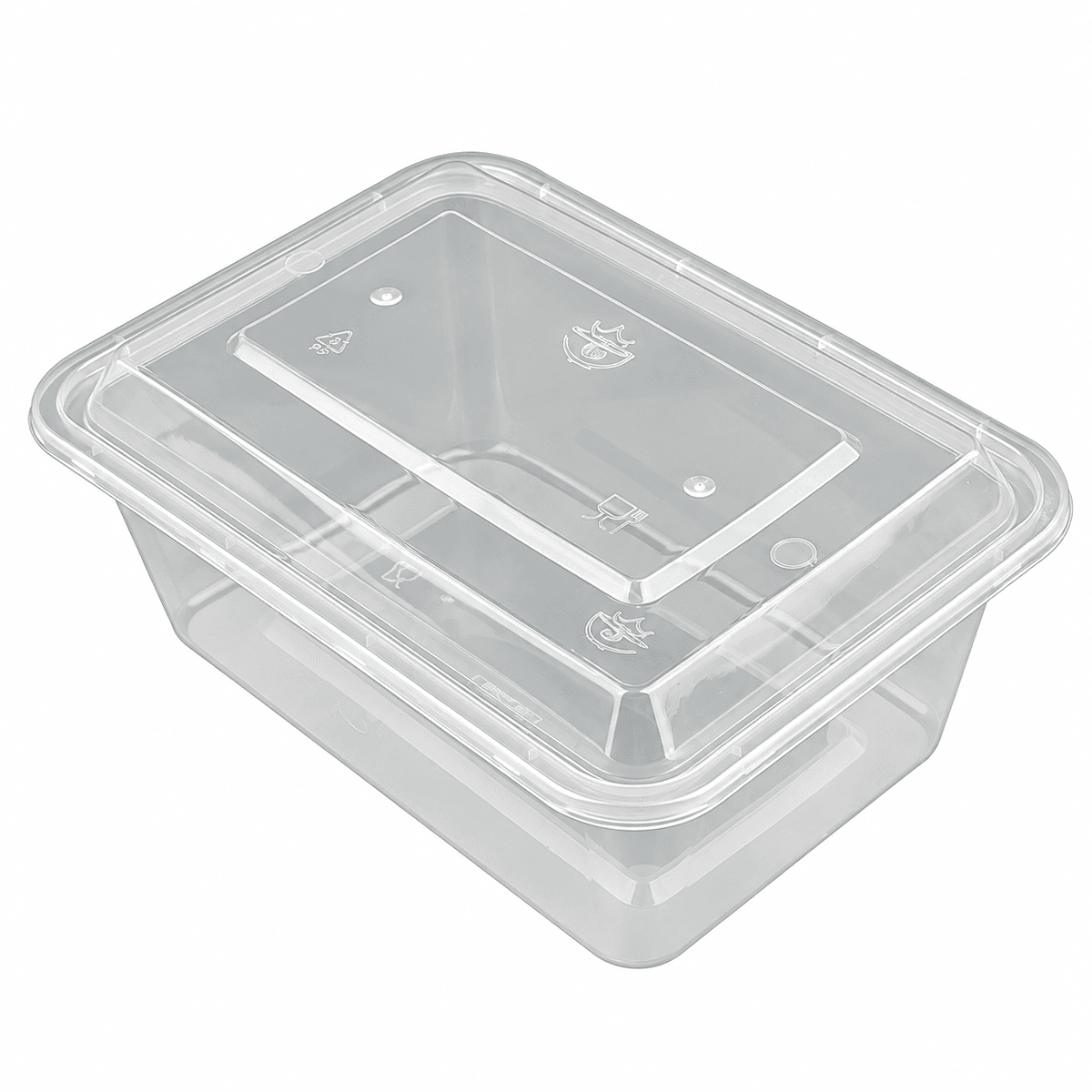 European-style 1500ml reinforced rectangular container (clear)